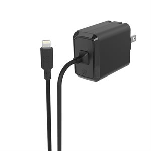Scosche 18W Lightning Wall Charger with 6ft Cable - Black 